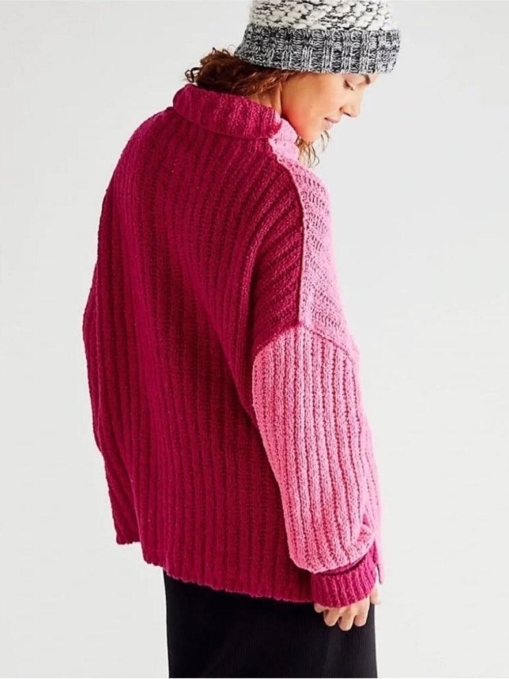 NWOT Free People Women's Ella Tunic Sweater in Burgundy/Pink Size Large